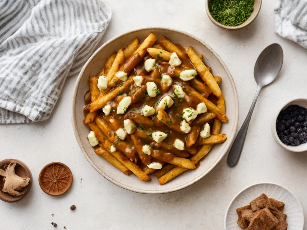 Canadian Poutine with Cheese and Dill topping